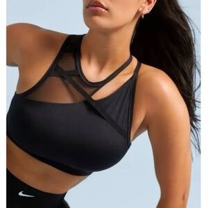Nike Rebel Slash Black High-Neck Mesh Strappy Sports Bra